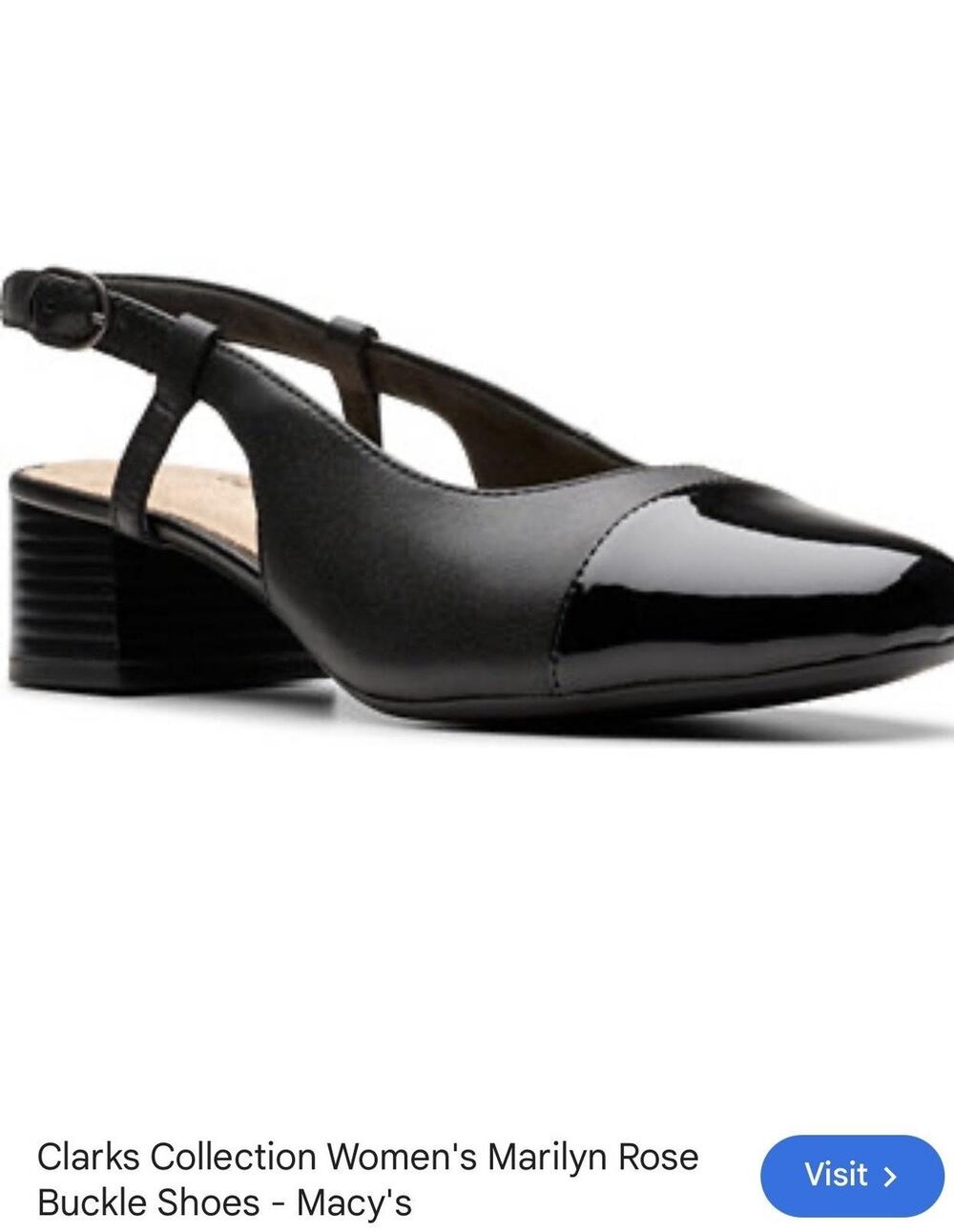 Clarks Shoes Women's Size 6 Black Marilyn Rose Slingback Block Heel Pumps